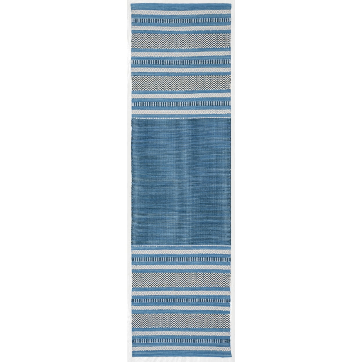 SAFAVIEH Montauk Jobeth Striped Cotton Area Rug, Blue/Grey, 9' x 12'