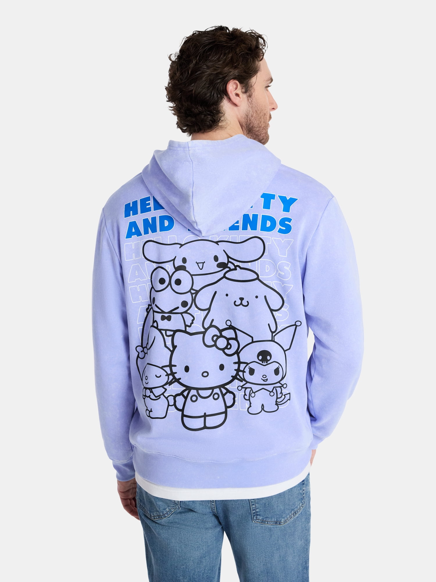 Sanrio, Men's & Big Men's Graphic Hoodie with Overshoulder Print, Hello Kitty, Sizes XS-5XL