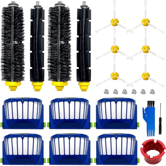 Replacement Parts Kit for irobot Roomba 600 Series 694 676 675 692 695 677 671 655 645 690 680 660 650 620 614 & 500 Series 595 585 564 robot, 2 Bristle & 2 Beater Brush, 6 Filter, 6 Side Brush