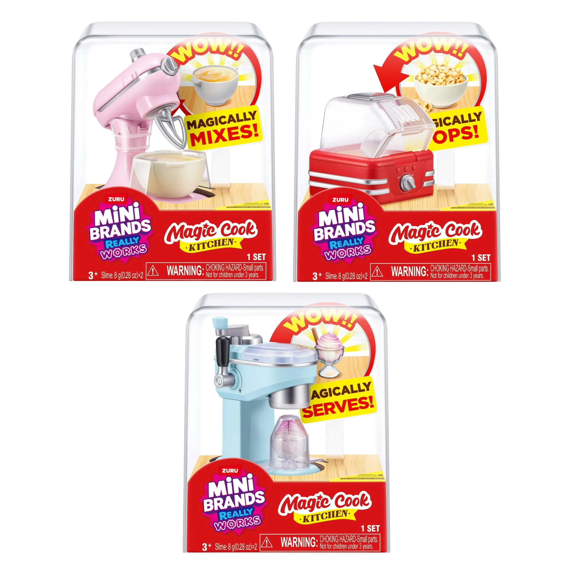 Mini Brands Magic Cook Kitchen Minis 3-Pack Mixer Popcorn Ice Cream
