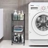 Metal Freestanding Storage Organizer Tower Rack Basket Shelf for Bathroom-3-Tier