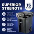 thumbnail image 4 of 95-96 Gallon Heavy Duty Black Trash Bags - Contractor Grade, Extra Large Garbage Bags For Construction & Outdoor Trash Cans, 1.2 Mil Thick, 61” X 68” (15 Count Roll), 4 of 8