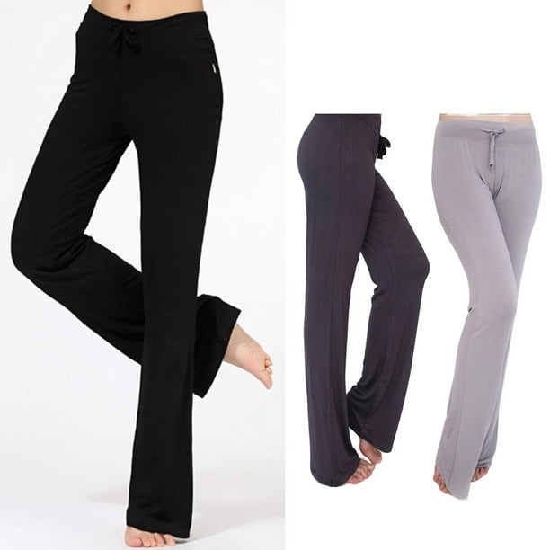 Solid Color Yoga Sports Pant Full Length Yoga Loose Wide Leg Fitness Leggings  Women Low Waist Trousers Casual Naked Feeling Gym dark grey 