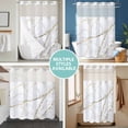 thumbnail image 5 of No Hook Shower Curtain with Snap in Liner, White Marble Gold Stripe Waterproof Bath Curtain Double Layers with See Through Top Window, Modern Minimalist Style Hotel Shower Curtains 72x72in, 5 of 9