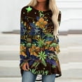 thumbnail image 3 of Christmas Tops for Women Plus Size Xmas Tree Printed Blouse Shirts Womens Long Sleeve Pleated Tunic Top Christmas Sweatshirt Casual Cotton Holiday Womens Tops 01-Yellow L, 3 of 5