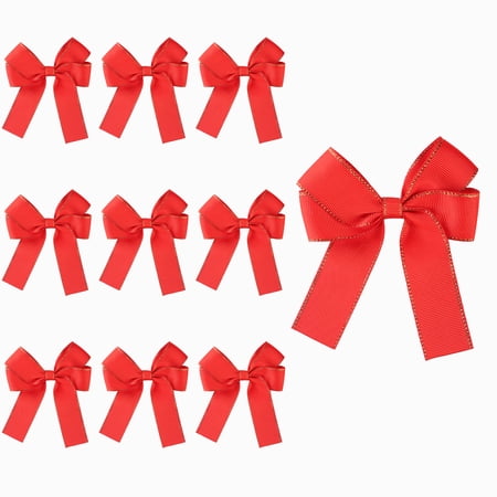 10 Pcs Satin Ribbon Bows 4.5 x 3.8 Large Bows Ribbons for Gift Wrapping Champagne Bottle Balloon Treat Bag DIY Craft Gift Wedding Bridal Baby Shower Christmas Birthday Party