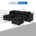 thumbnail image 3 of Costway Ensemble de Mobilier de Jardin 5 Pcs en Rotin, Canapé d'Angle, Coussins Noirs, 3 of 10