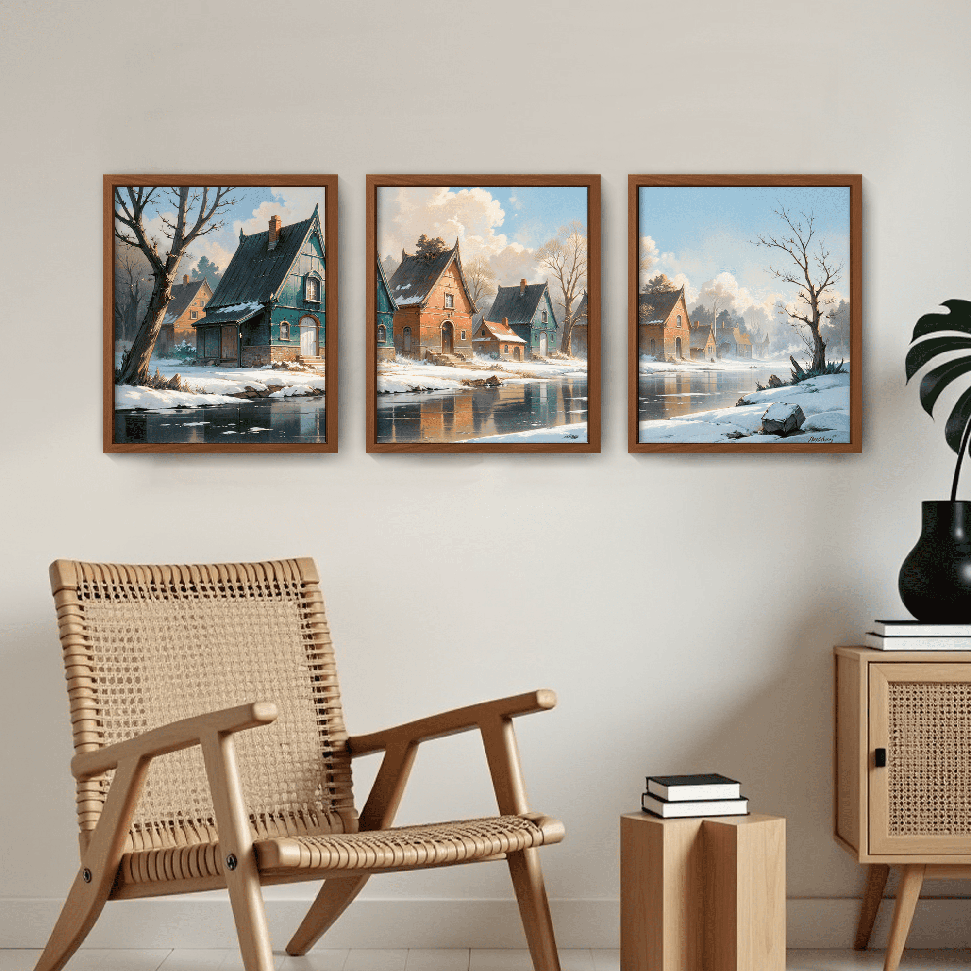 MAYEERTY Modern Abstract Wall Art Painting, Living Room Decor, Brown MDF Frame, 7.87"x9.84"