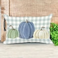 thumbnail image 4 of Fall Pillow Cover 12x20 Inch Three Oil Painting Pumpkins Light Blue Plaids Pillowcase Autumn Decor Throw Pillowcase Lumbar Cushion for Couch Sofa Bedroom Home, 4 of 6