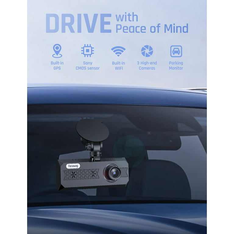 4K Dash Cam Front Built-in WiFi, WANLIPO Dash Camera for Cars with 3 IPS  Screen