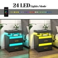 thumbnail image 4 of LED Nightstand with Charging Station, Modern End Table with 2 Drawers, Bedside Table with Human Sensor 24 Colors Lights for Bedroom, 4 of 4