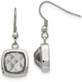 thumbnail image 2 of Chisel Stainless Steel Polished Square Grey Glass Dangle Shepherd Hook Earrings - 36mm, 2 of 7