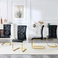 thumbnail image 4 of NEW Set of 2 Retro Faux Leather Dining Chairs with Crystal Buckles, Alligator Texture Upholstery & Metal Bow Legs, 4 of 10