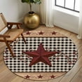 thumbnail image 2 of Round Rugs 8 Ft, Texas Stars Red Non Slip Area Rugs for Kitchen Bedroom Entryway, Vintage Washable Carpet Runner Rug Floor Mats for Bedroom Home Decor Berry Retro Art Black White Plaid, 2 of 9