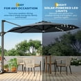 thumbnail image 3 of Danolapsi 10FT Patio Umbrella With Solar LED and Base, Round Top Cantilever Umbrella, Sun Shade Windproof Offset Umbrella With 360-Degree Rotation, Perfect for Garden, Deck, Pool Patio, Backyard, 3 of 8