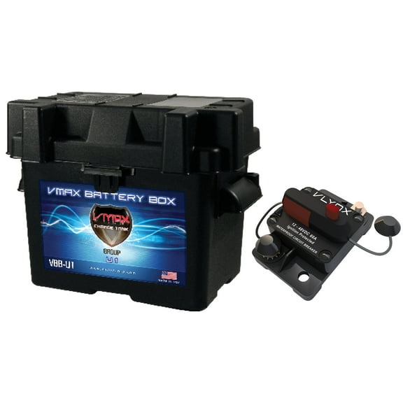 Vmax Marine Grade U1 Battery Box, Waterproof, 100% OFC Copper Boat Accessory with Circuit Breaker