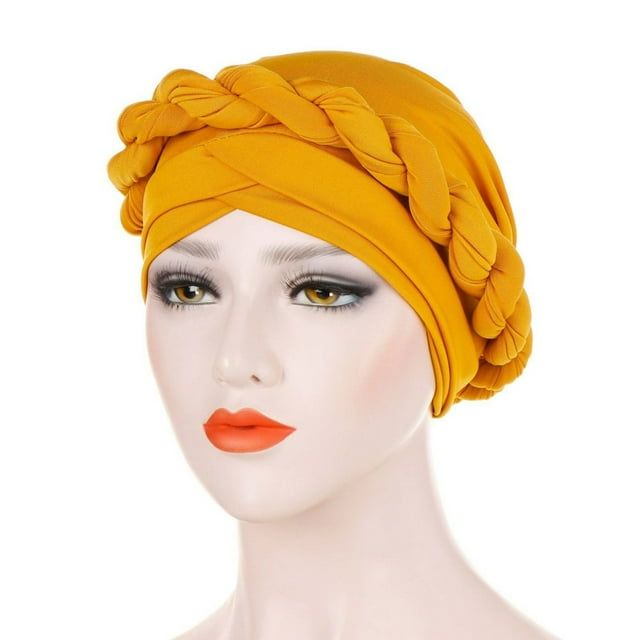 Fashion Pure Color Braid Muslim Women Turban Hat Chemo Cap Headwrap Headwear