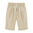 thumbnail image 6 of Ahdbta Bermuda Shorts for Women Knee Length Plus Size Summer Casual Beach Short Elastic Waist Drawstring Comfy Trendy Long Shorts, 6 of 9