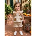 thumbnail image 4 of Loicainy Baby Toddler Girl Thanksgiving Outfit 3 6 9 12 18 24 Months Flying Sleeve Tops and Shorts 2Pcs Plaid Clothes Set, 4 of 9