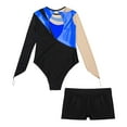 thumbnail image 6 of Alvivi Girls Long Sleeve Ballet Dance Gymnastics Leotard with Shorts Ballroom Performance Costume Royal Blue&Black 6, 6 of 6