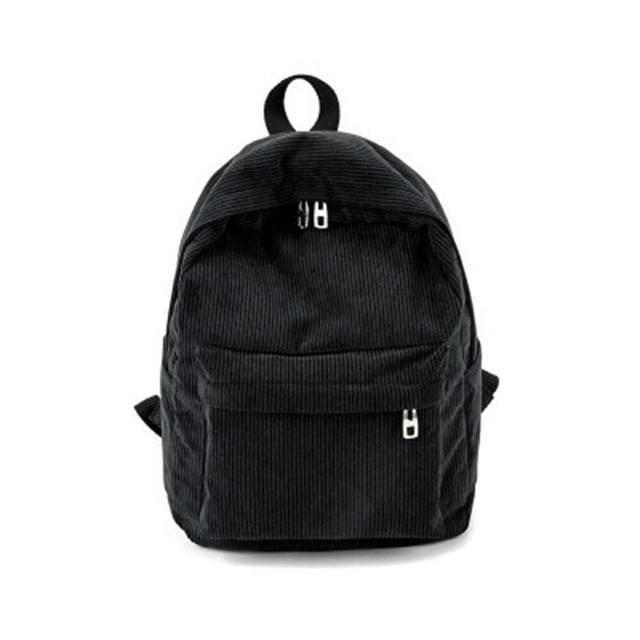 Mochila de pana, bonita mochila de 14 pulgadas, estilo casual, con rayas, ligera, para viajes (negra)