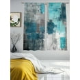 thumbnail image 3 of Teal Grey Sheer Curtains 72 Inch Length 2 Panels Set for Living Room/Bedroom, Modern Oil Painted Abstract Art Aesthetics Curtain Sheers Drapes Rod Pocket Curtains Window Treatment Set 52''x72''x2, 3 of 7