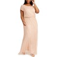 thumbnail image 1 of Adrianna Papell Womens Beaded Blouson Dress, champagne, Plus Size, 24W, 1 of 1