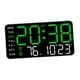 thumbnail image 2 of Reloj despertador digital con pantalla LED de números grandes y 5 niveles de brillo ajustables. Luz verde, 2 of 9