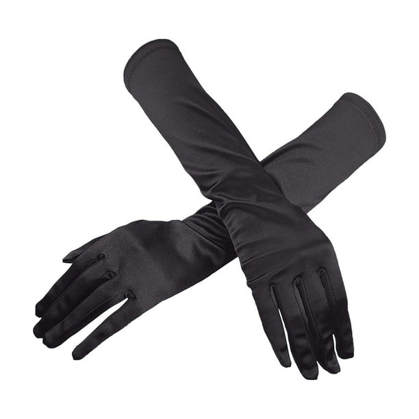 Ladies long black evening gloves deals