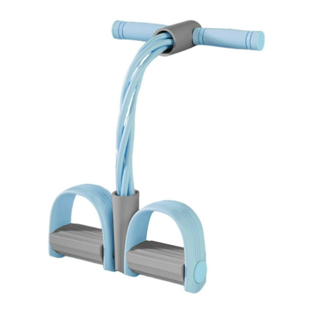 Banda elástica de resistencia con pedales para abdominales y estiramientos, cuerda para ejercicios de fitness con diseño de 4 tubos Gris azul