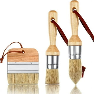 Fairnull 4Pcs Wax Paint Brush Soft Bristles Hand-held Simple Operation Chalk  Wax Paint Brush Furniture Set Home Supply 