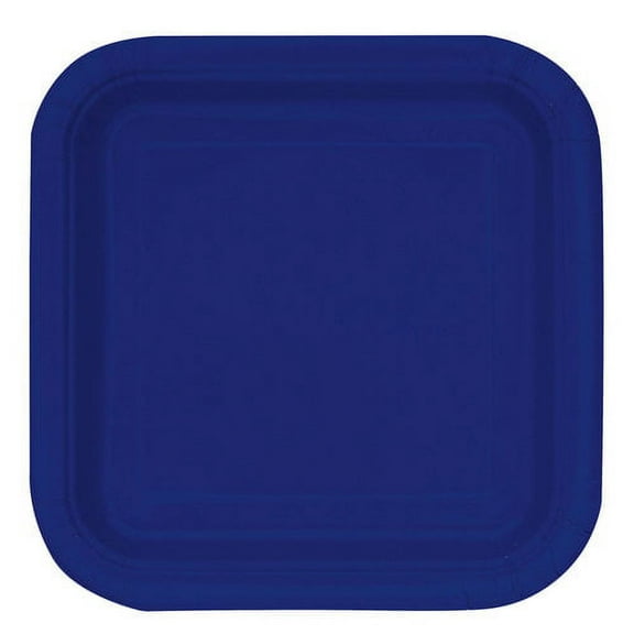 Square Navy Blue Paper Dessert Plates, 7in, 16ct