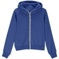 thumbnail image 4 of idosla Girls Cropped Hoodies with Thumb Hole Pocket Fleece Lined Zip Up Jacket Active Workout Hooded Sweatshirts (Blue, 11-12 Years）, 4 of 6