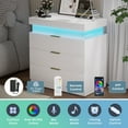 thumbnail image 3 of GZXS Modern Nightstand with Sliding Top, Hidden Charging Station, RGB LED Lights & 3 Storage Drawers, Bedside Table for Bedroom or Living Room, White, 3 of 8