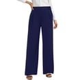 thumbnail image 3 of CFLVAEK Dressy Pants for Women High Waisted Business Casual Work Pant Solid Color Straight Wide Leg Trousers with Pockets Navy XL, 3 of 7
