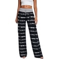 thumbnail image 2 of ClodeEU Women Striped Print Elastic High Waist Wide Leg Pants, Flowy Casual Palazzo Trousers ,Women's Plus L, 2 of 6