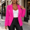 thumbnail image 4 of IUYRTFE Women Lapel Collar Double Breasted Blazer Slim Fit Casual Suit Jacket for Office Daily Wear, 4 of 6