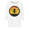 thumbnail image 5 of CYMMPU Bee Graphic 3/4 Sleeve Crew Neck Loose Fit Blouses for Women Dressy Casual Summer Trendy Shirts Spring Tops T-Shirts Lightweight Basic Tees White XXXXXL, 5 of 5