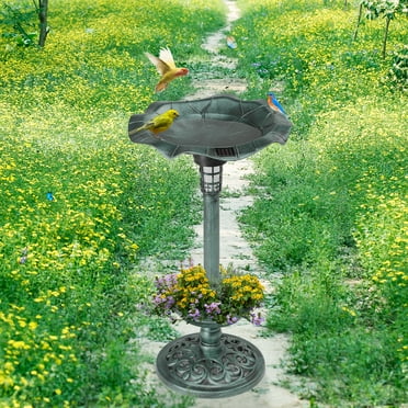 UBesGoo Pedestal Bird Bath with Planter, Antique Garden for Outdoors with Feeder for Garden Patio Yard Decor, 28 inch