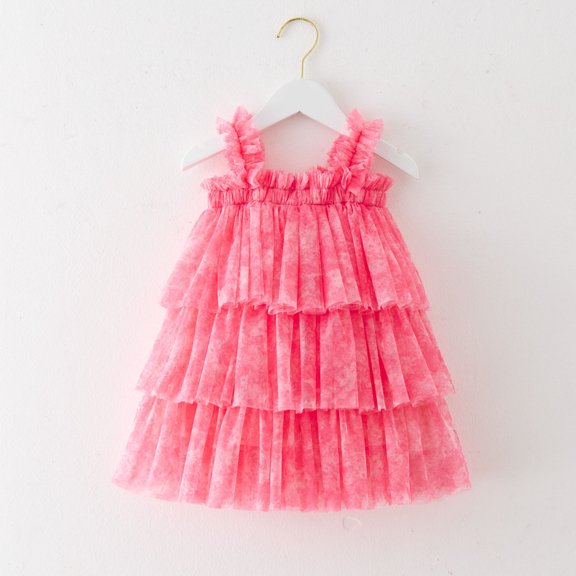 JIAYUE Carnival Toddler Girls Dresses Floral Tank Sleeveless Mid-Length Square Neckline For Child Festival Celebration Dresses