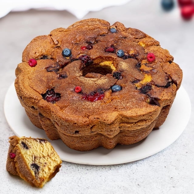 CoffeeCakes Cranberry & Blueberry Coffee Cake – Moist Gourmet Bakery Dessert, Nut-Free, Kosher-Certified, Sweetened with Pure Maple Syrup
