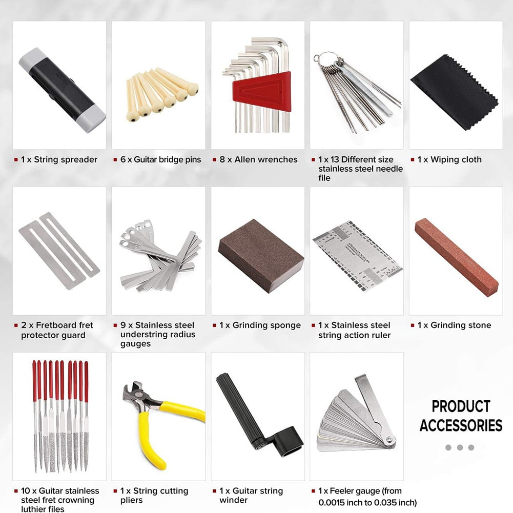 45Pcs Guitar Repairing Maintenance Tool Kit with Carry Bag Large Care