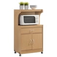thumbnail image 1 of Pemberly Row Microwave Kitchen Cart with Utenstil Drawer and Storage Cabinet in Beech, 1 of 7