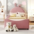 thumbnail image 2 of Harper & Bright Designs Twin Size Upholstered Daybed with Rabbit Ear Shaped Headboard, Pink, 2 of 9