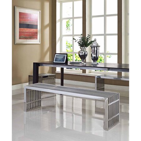 Modway Gridiron Medium Stainless Steel Bench, Set
