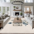 thumbnail image 3 of Blue Grey Floral Area Rugs 5'x7', Washable Small Throw Rugs for Laundry Room Playroom, Watercolor Flowers Linen Texture Indoor Outdoor Rug Non-Slip Low Pile Carpet Runner Reversible Floor Mats, 3 of 8