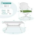 thumbnail image 3 of MEETWARM 7-Piece Outdoor Patio Dining Set, All-Weather Cast Aluminum Patio Conversation Set with 6 Cushioned Swivel Rocker Chairs for Backyard Garden Deck, 1 Rectangular Table, White, 3 of 7