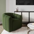 thumbnail image 2 of BELLEZE Swivel Accent Barrel Chair, Modern Round Armchairs with Wide Upholstered, Comfy Swivel Accent Chair for Living Room Bedroom Office - Franco (Green), 2 of 7