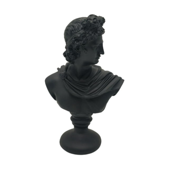 Busto de figura de mitología griega, estatua artística multiusos para decoración y regalos. Apolo negro