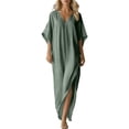 thumbnail image 3 of Sentmoon Womens Dresses Womens Sundress 2026 Summer Solid Color Short Sleeve Breathable Loose Fit Beach Essentials Formal Dress for Work and Weekend S-2XL, 3 of 7